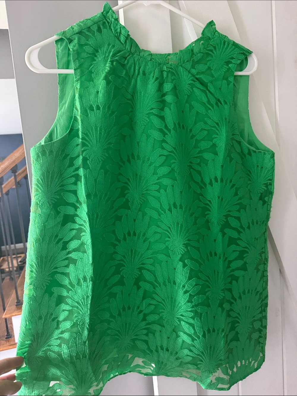 Lilly Pulitzer Bright Green Floral Jacquard Sleeveless Top